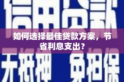 溪口如何选择最佳贷款方案，节省利息支出？