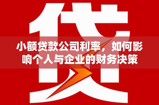 溪口小额贷款公司利率，如何影响个人与企业的财务决策