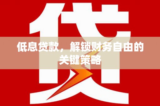 溪口低息贷款，解锁财务自由的关键策略