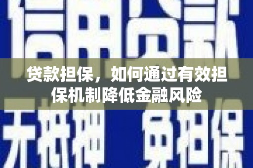 溪口贷款担保，如何通过有效担保机制降低金融风险