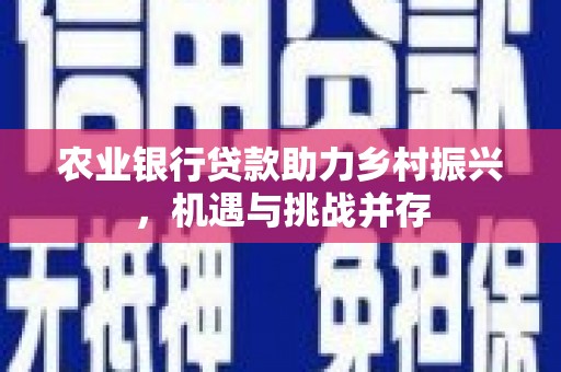 溪口农业银行贷款助力乡村振兴，机遇与挑战并存